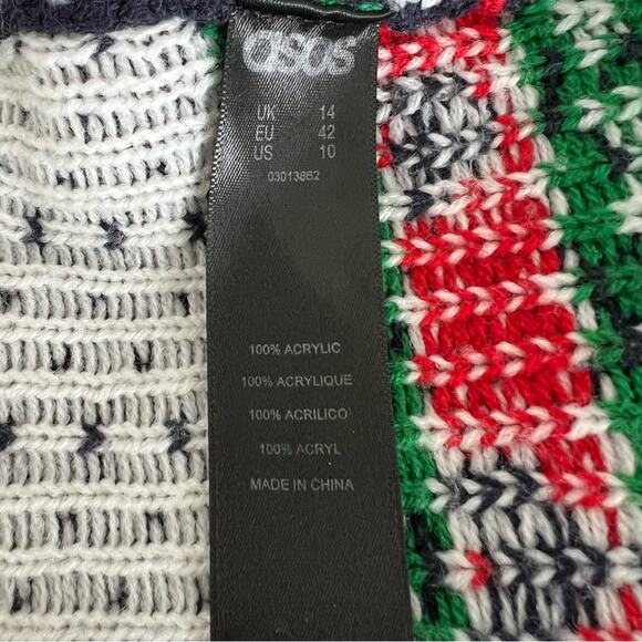 ASOS This Girl Loves Christmas Sweater Navy Blue White Red dot heart - Picture 5 of 5